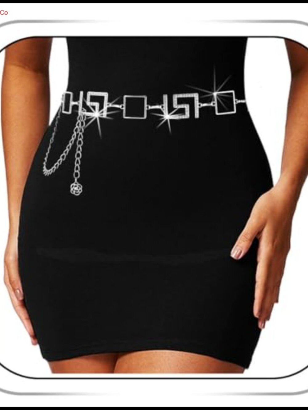 Rhinestone Metal Waist Chain Belt Adjustable for Dress Jeans